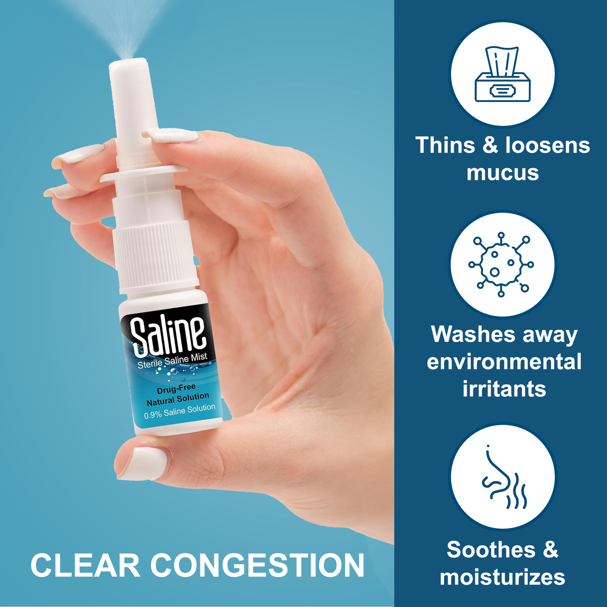 Shusher Care Saline Nasal Spray – Drug-Free, Preservative-Free Congestion Relief for Babies & Family