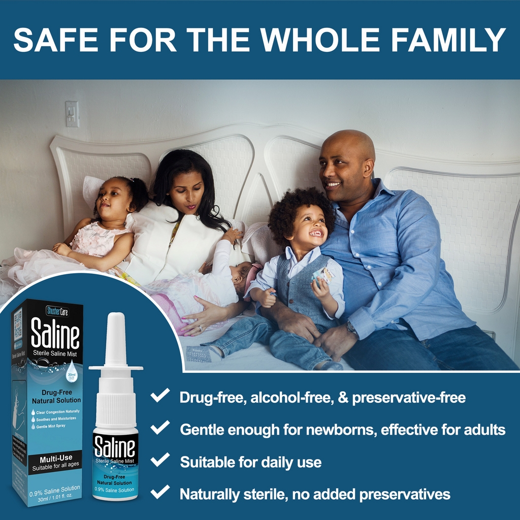 Shusher Care Saline Nasal Spray – Drug-Free, Preservative-Free Congestion Relief for Babies & Family