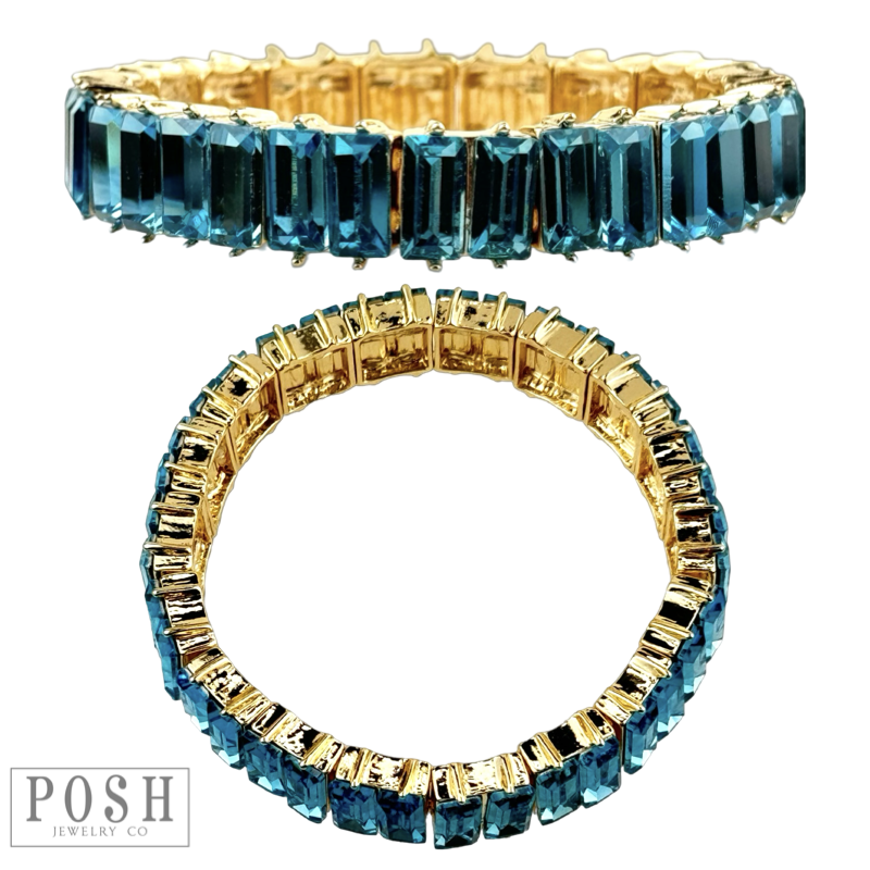 Double rectangle rhinestone bracelet
