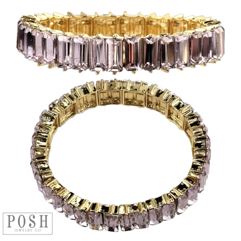 Double rectangle rhinestone bracelet