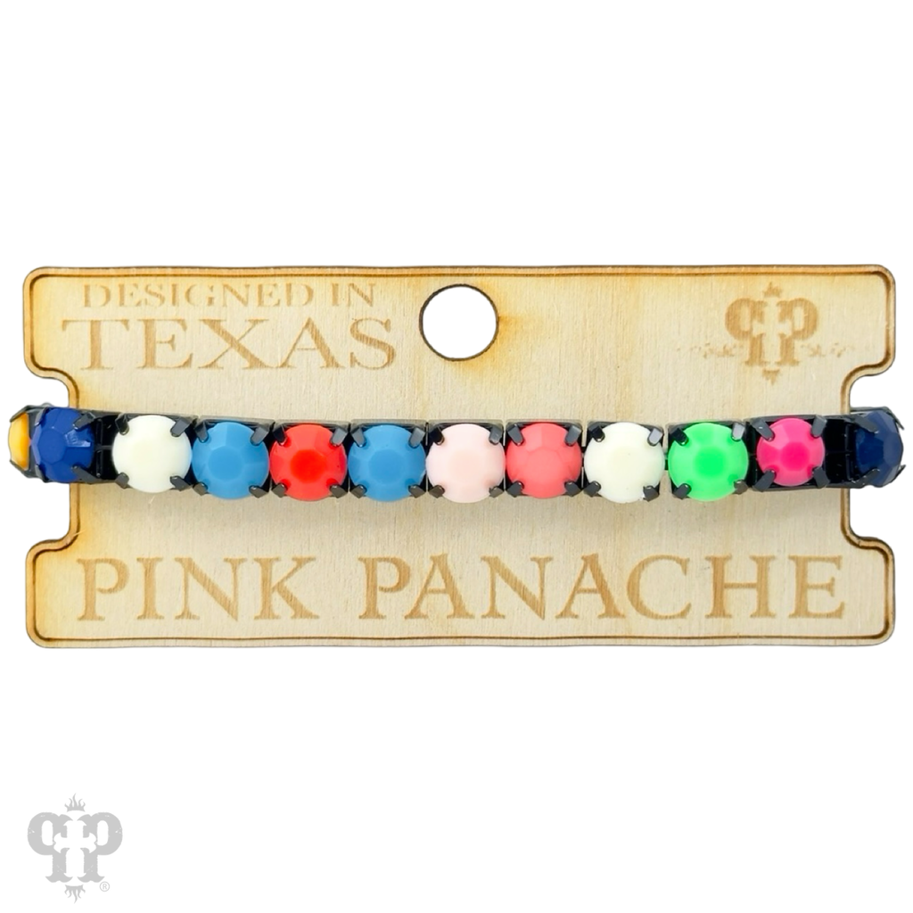 Prong set rhinestone stretch bracelet
