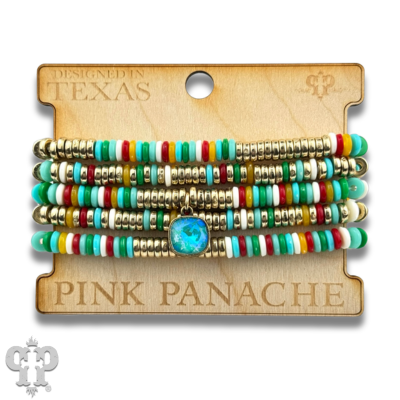 Multi-color disc bead bracelet stack with crystals from Swarovski®