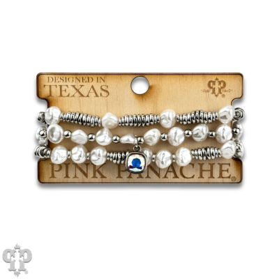 Acrylic pearl bead bracelet stack with a crystal from Swarovski®
