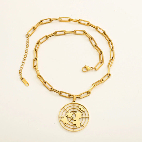 BIBLICAL FLAT EARTH 18K GOLD NECKLACE