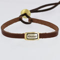 Blessed Mixed Metals Bracelet On Sienna Leather