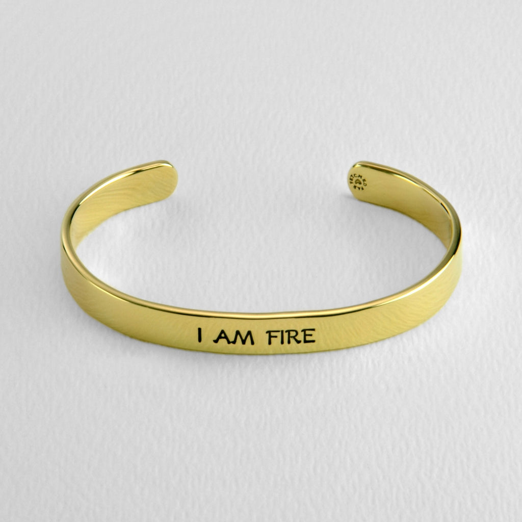 I Am Earth Water Air Fire Astrology Brass Cuff Bracelet