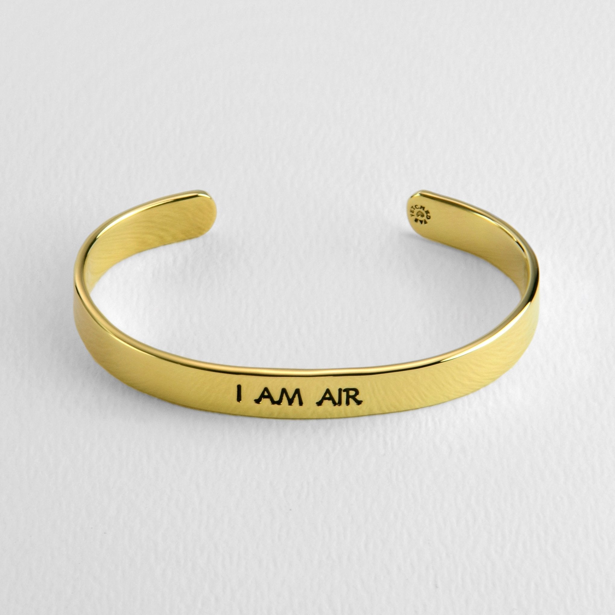 I Am Earth Water Air Fire Astrology Brass Cuff Bracelet