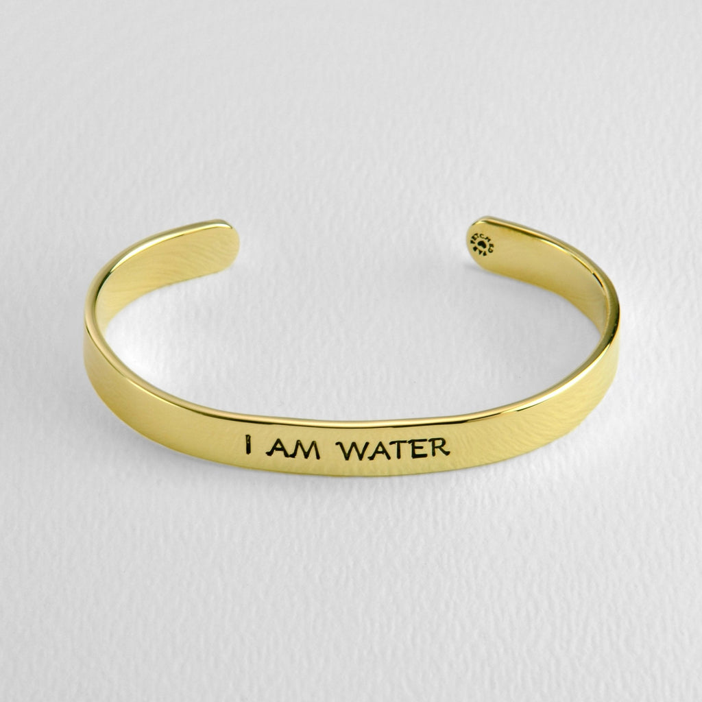 I Am Earth Water Air Fire Astrology Brass Cuff Bracelet