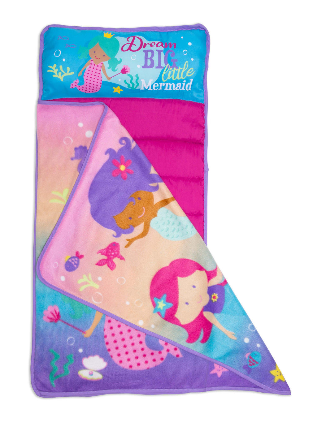 NoJo Mermaid Toddler Nap Mat - Includes Attached Pillow and Fleece Blanket