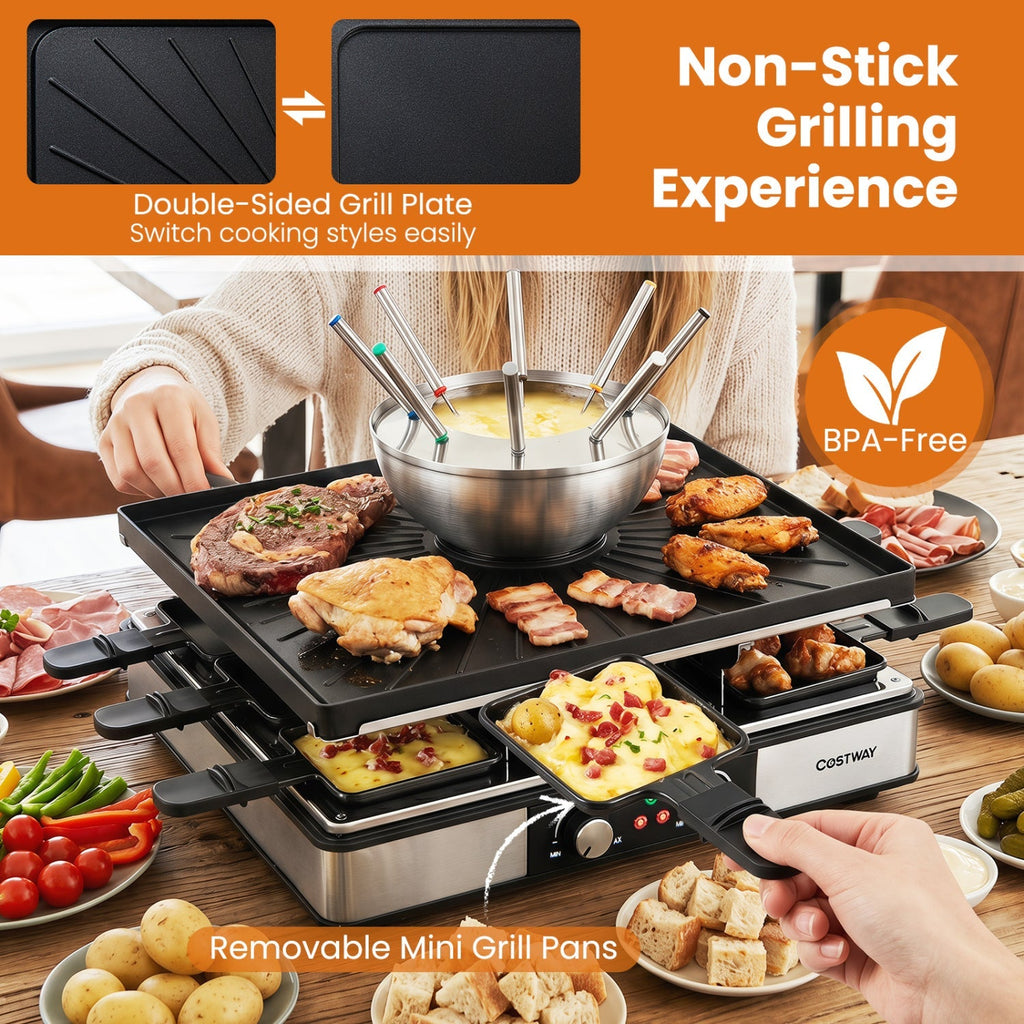 BBQ Grill with Fondue Pot Set for 8 People