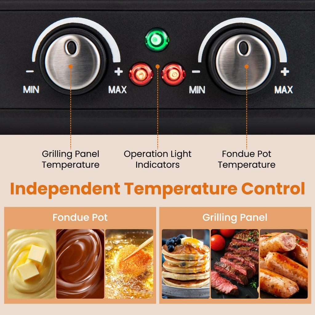 BBQ Grill with Fondue Pot Set for 8 People