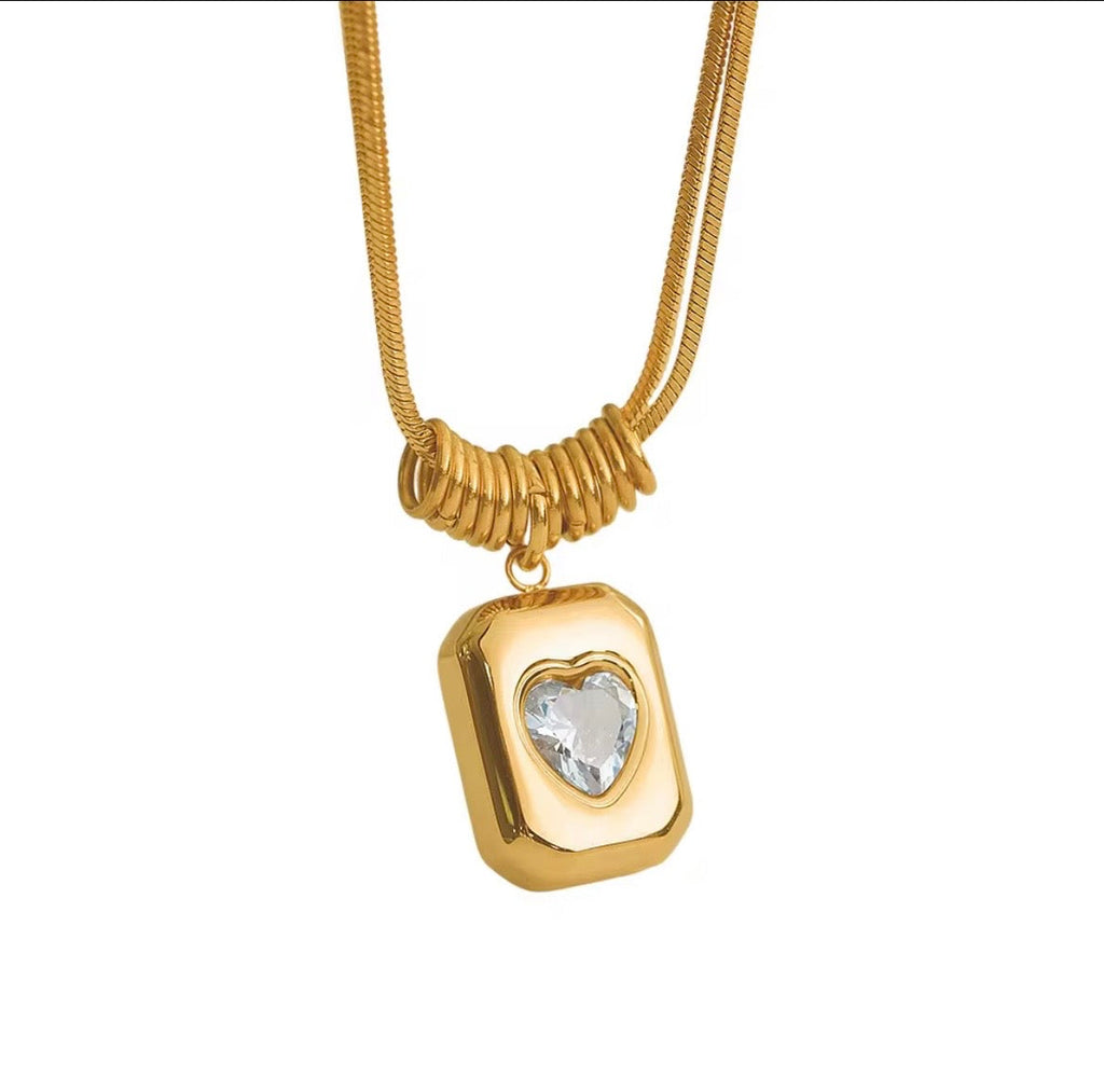 HEART OF GOLD 18K CUBIC ZIRCONIA NECKLACE