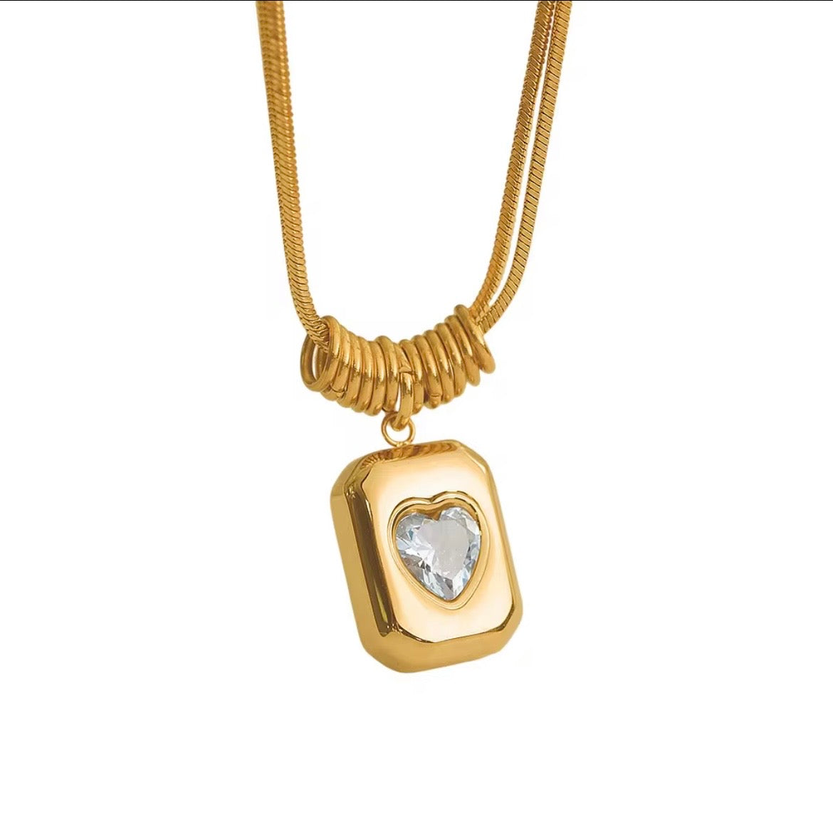 HEART OF GOLD 18K CUBIC ZIRCONIA NECKLACE