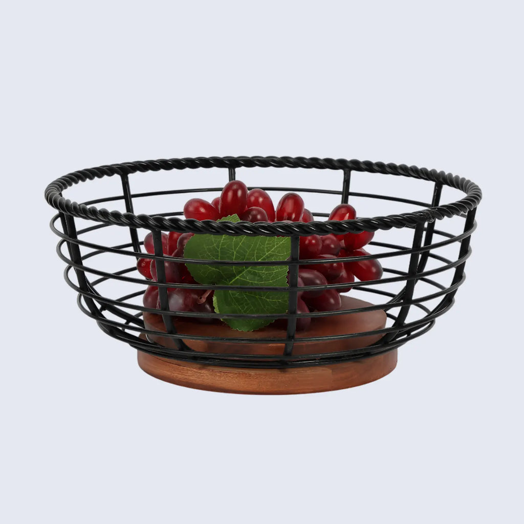 round-black-metal-wood-wire-design-fruit-bowl-fruit-vegetable-storage
