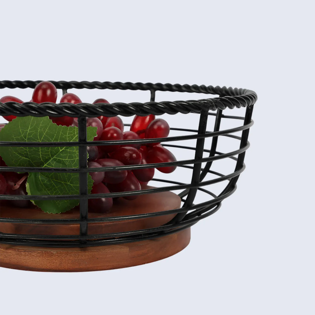 round-black-metal-wood-wire-design-fruit-bowl-fruit-vegetable-storage