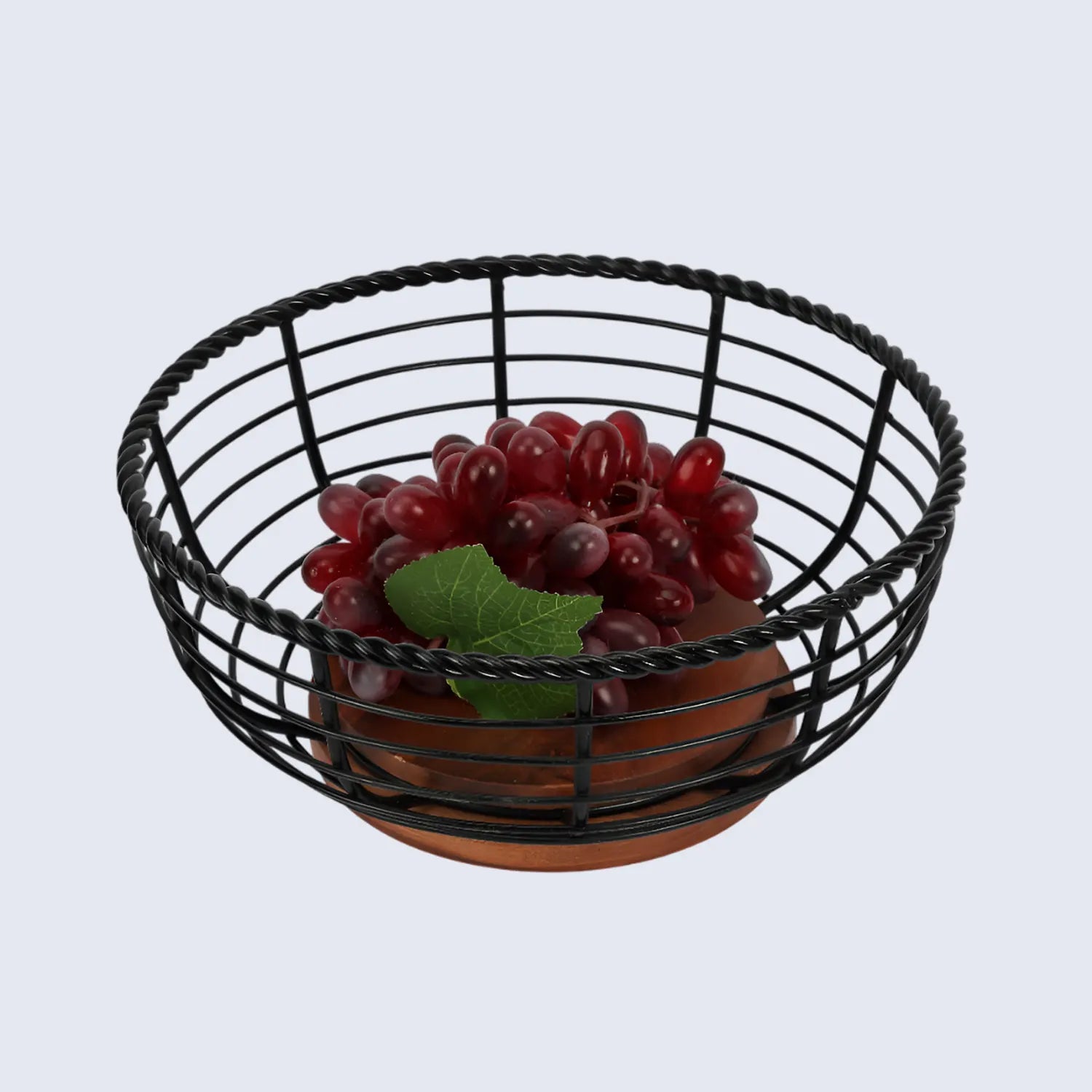 round-black-metal-wood-wire-design-fruit-bowl-fruit-vegetable-storage