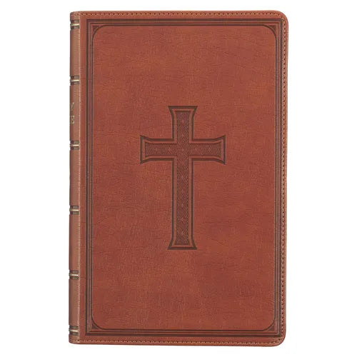 KJV Holy Bible, Giant Print Standard Size Faux Leather Red Letter Edition - Ribbon Marker, King James Version, Brown - Leather