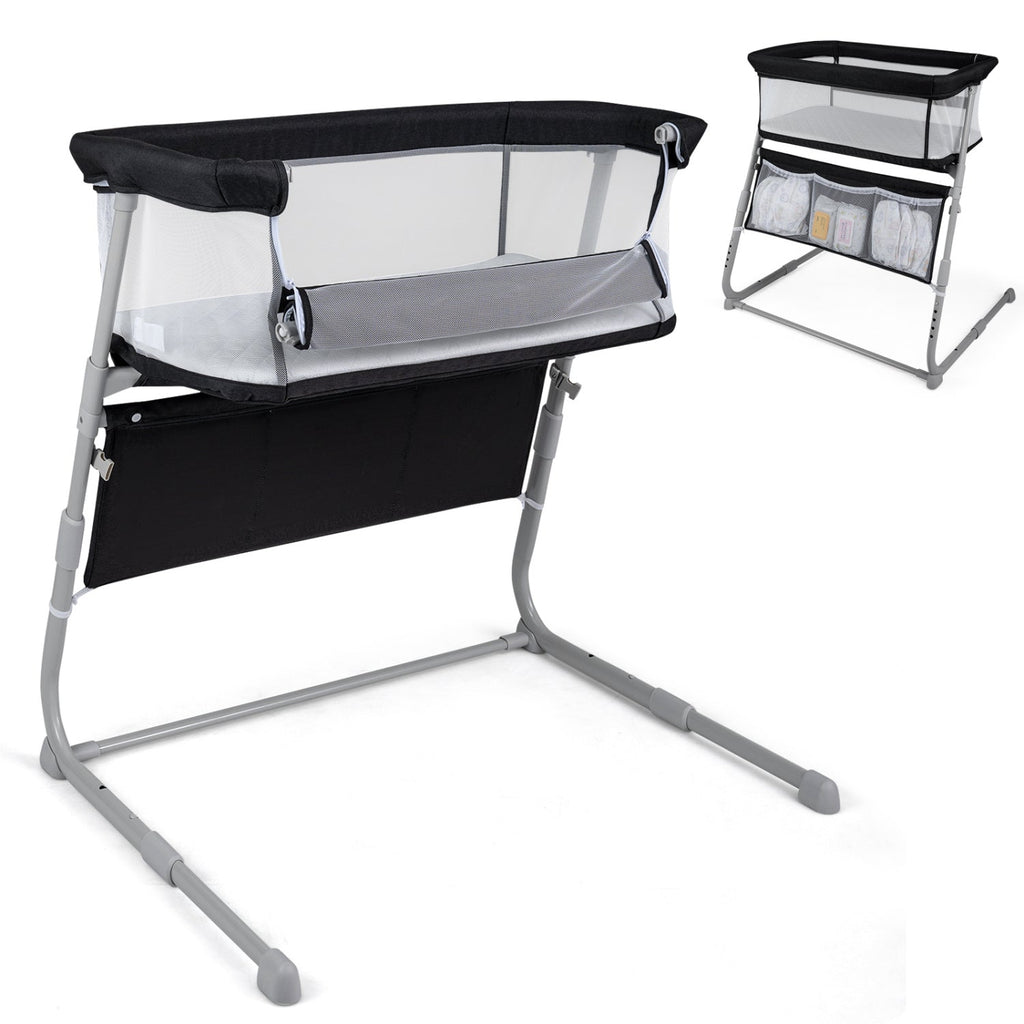 Baby Bassinet Bedside Crib with Adjustable Height Comfy Mattress