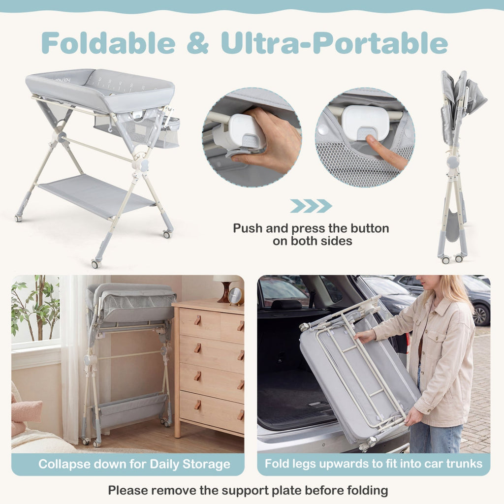 Baby Changing Table Foldable Diaper Changing Station with Storage Bag and Shelf