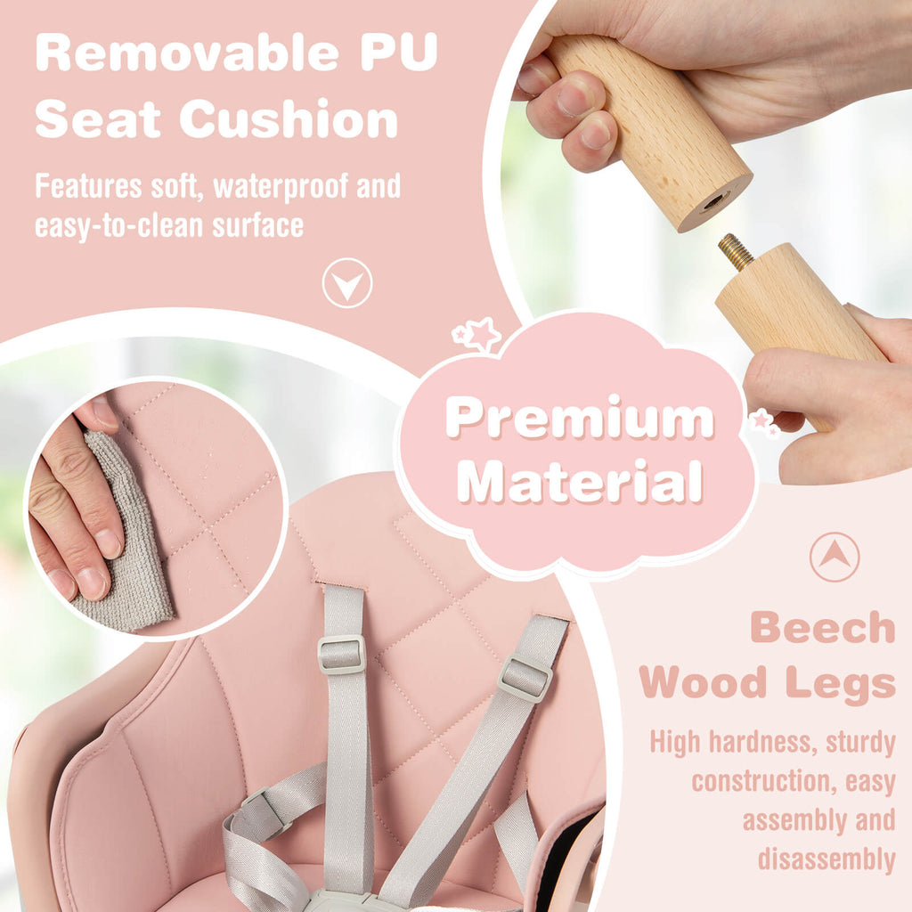 6-in-1 Baby High Chair with Removable Dishwasher and Safe Tray-White