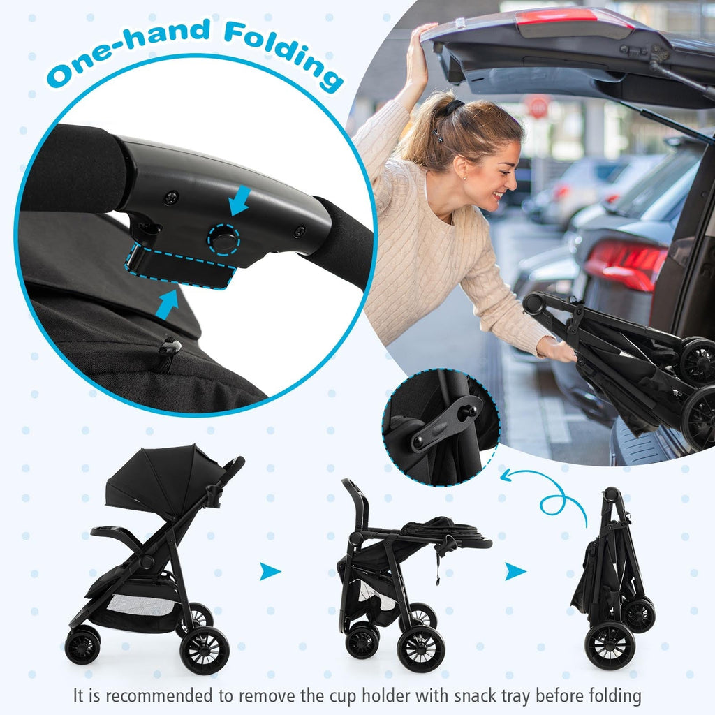 Baby Jogging Stroller with Adjustable Canopy for Newborn