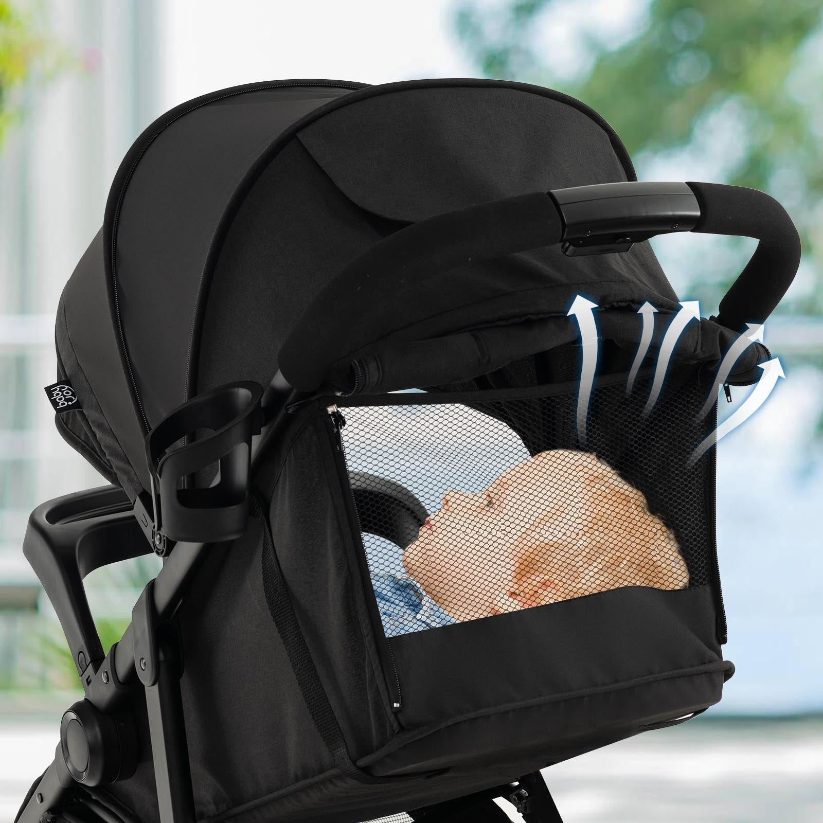 Baby Jogging Stroller with Adjustable Canopy for Newborn