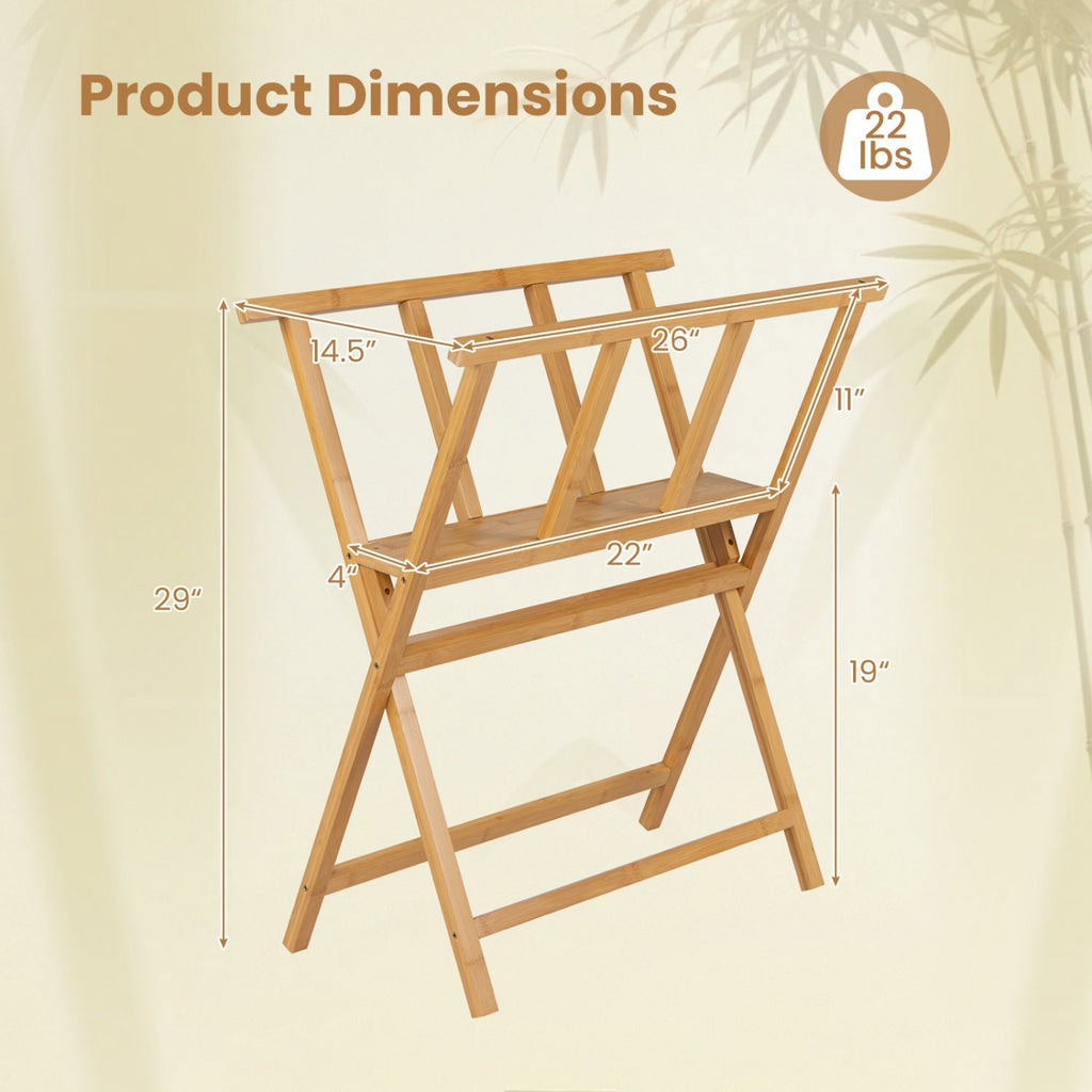 Bamboo Art Print Rack for Canvas Storage and Display