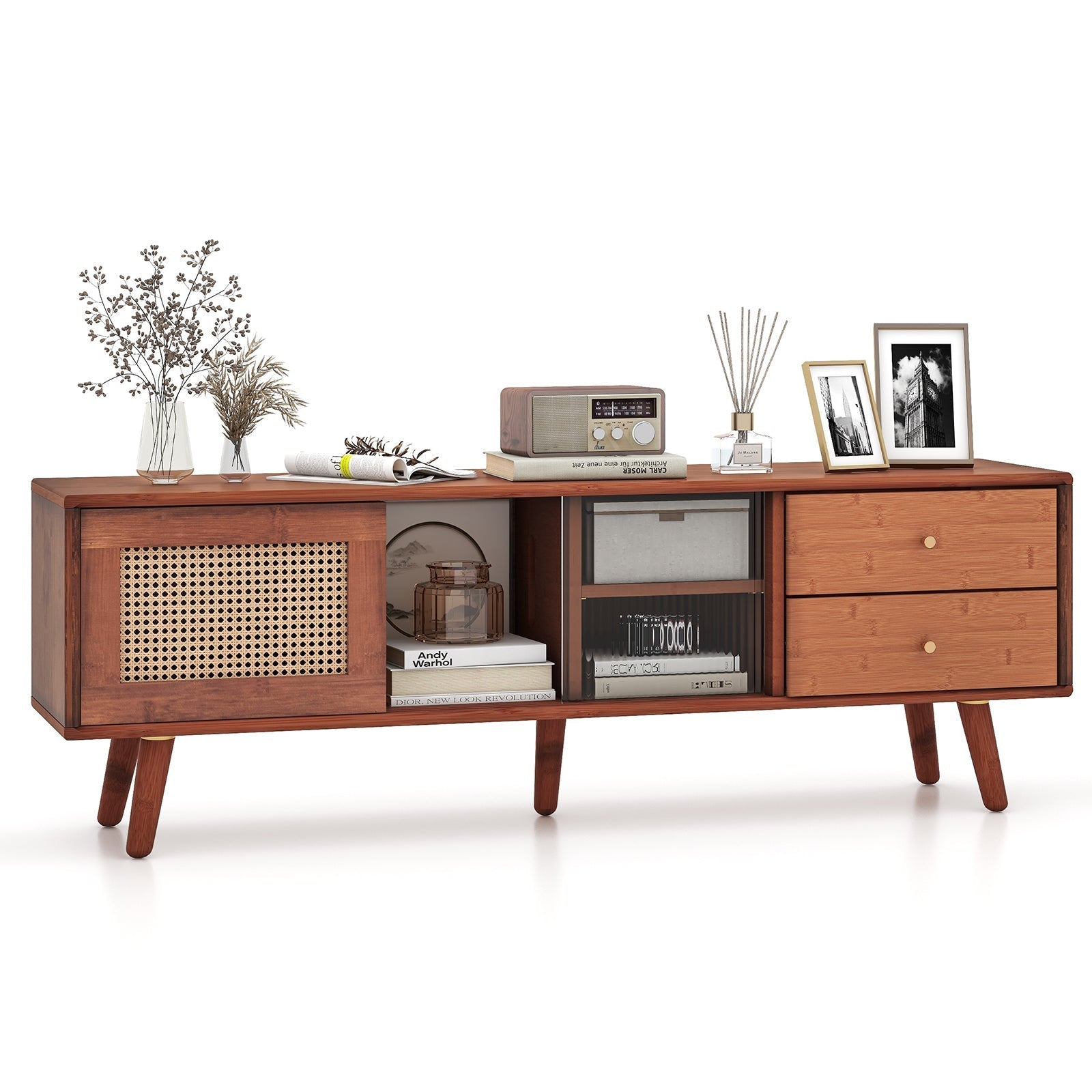 Bamboo TV Stand for TV up to 65 Inch
