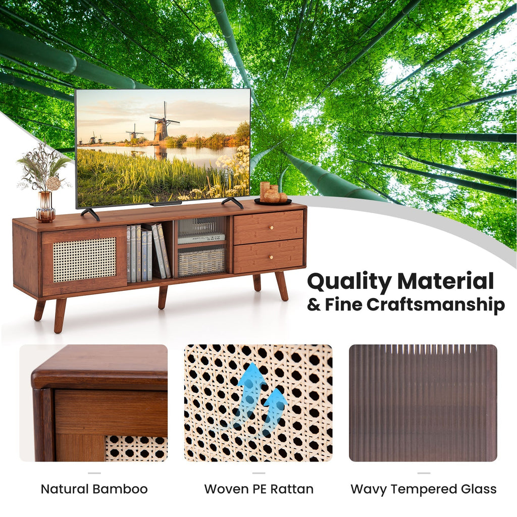 Bamboo TV Stand for TV up to 65 Inch