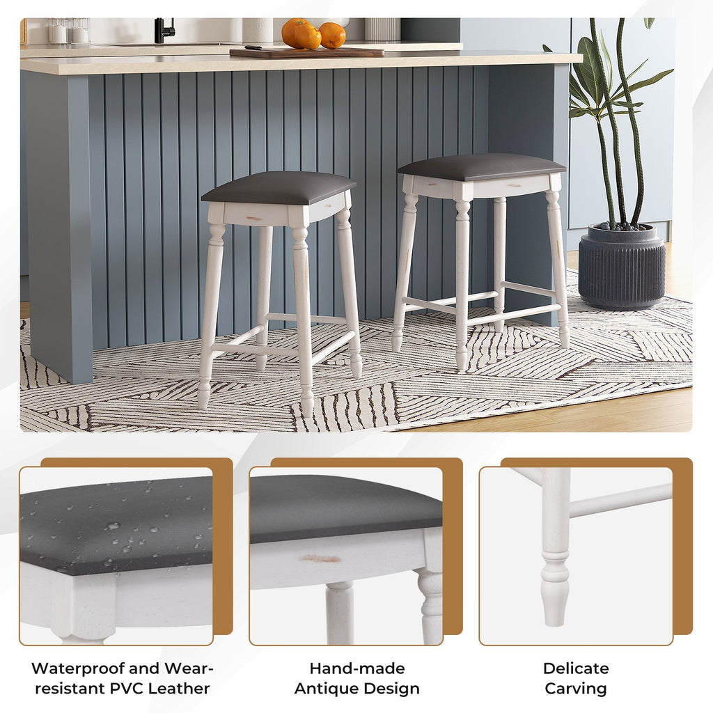 29 Inch Bar Stool Set of 2 with Padded Seat Cushions and Wood Legs-29 inches
