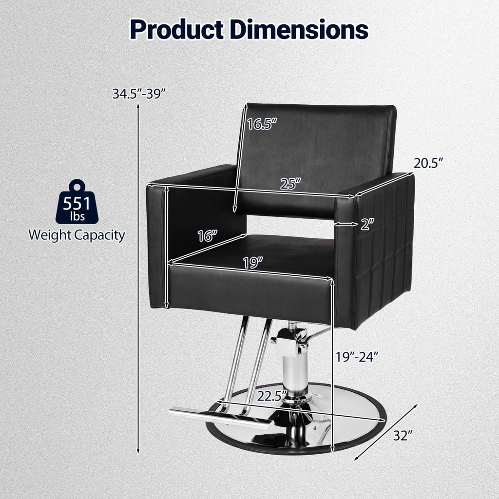 Hydraulic Salon Chair with Adjustable Height & 360° Swivel