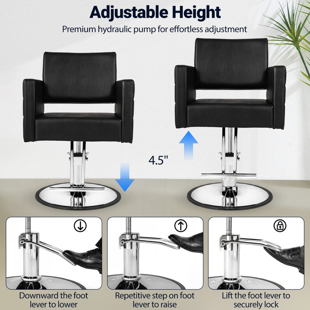 Hydraulic Salon Chair with Adjustable Height & 360° Swivel