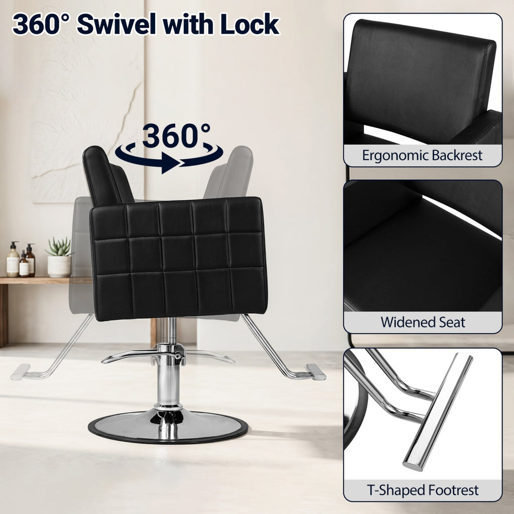 Hydraulic Salon Chair with Adjustable Height & 360° Swivel