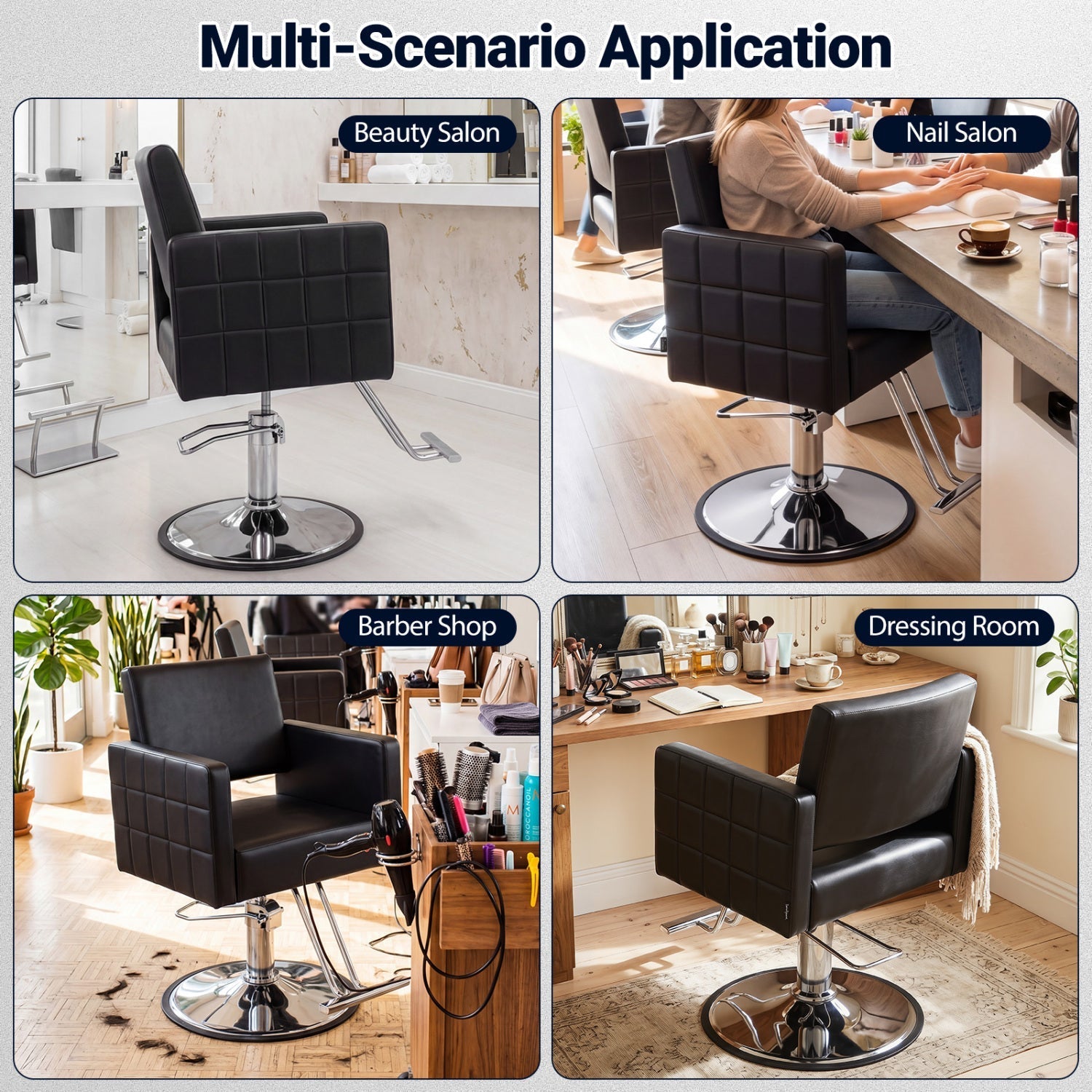 Hydraulic Salon Chair with Adjustable Height & 360° Swivel
