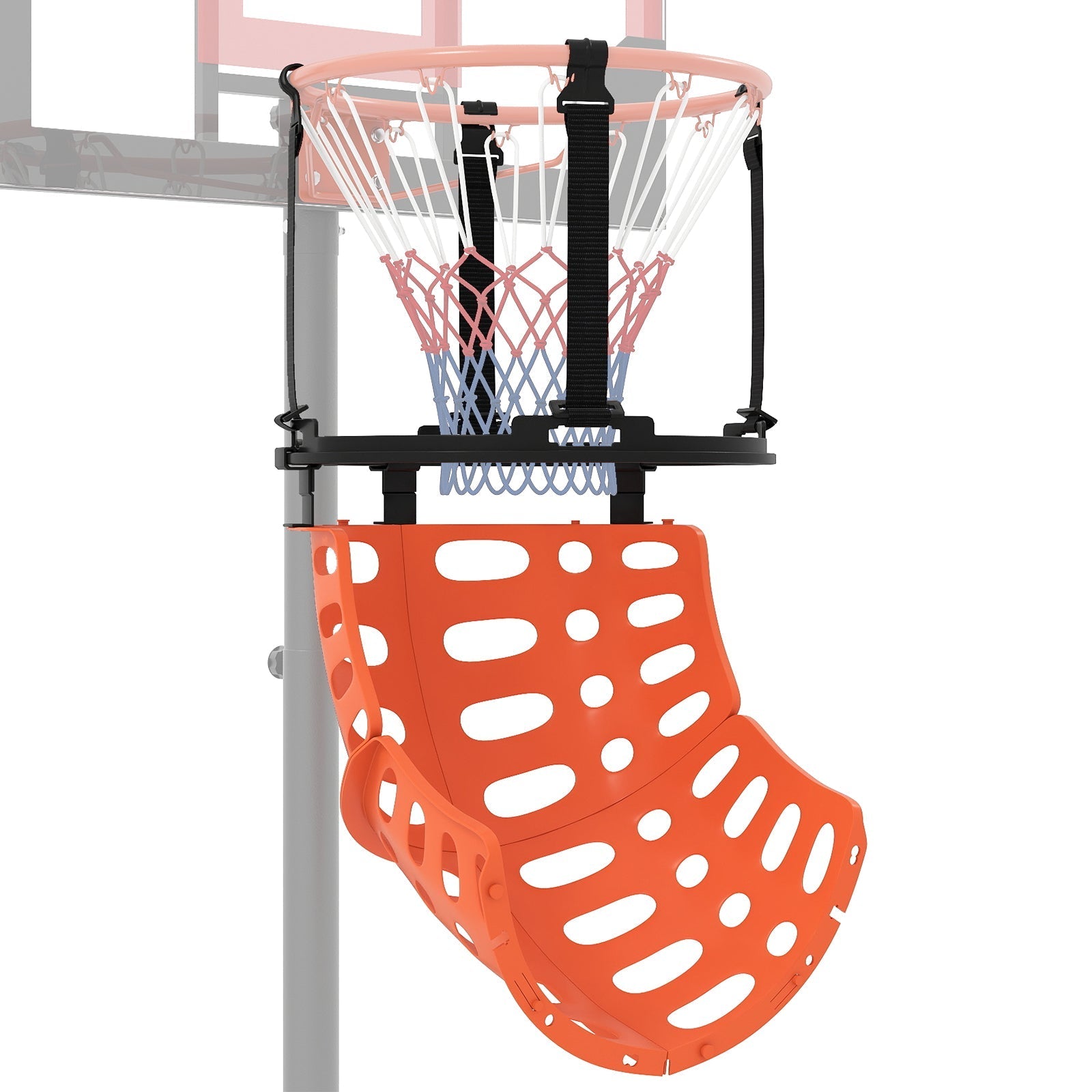 Basketball Return Attachment with 4 Tool-Free Detachable Hooks (Fit 18 Inch Rims)