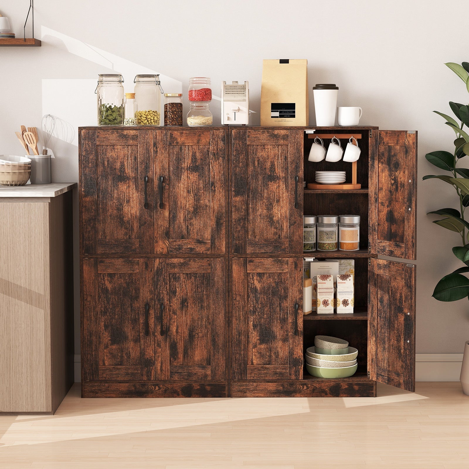 Bathroom Cabinet 43.5 inch Storage Cabinet with Doors and Adjustable Shelves