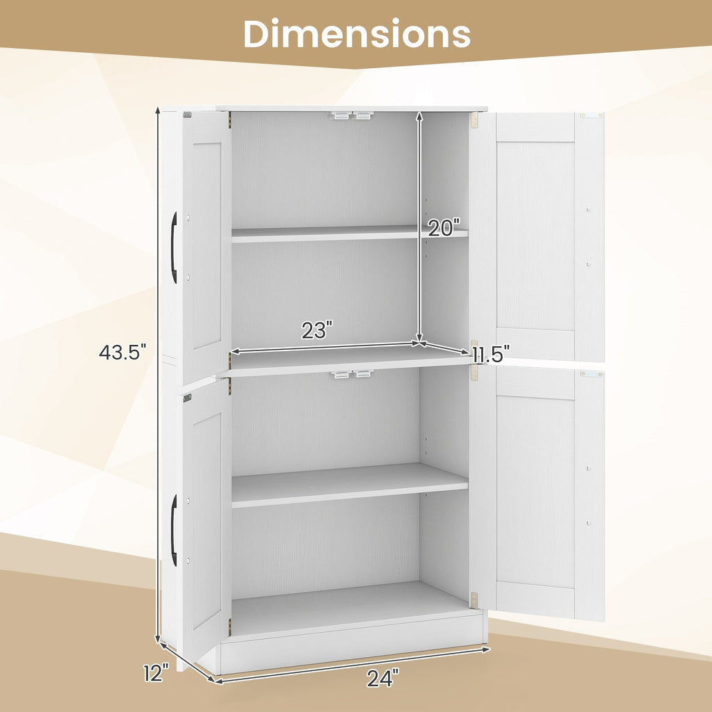 Bathroom Cabinet 43.5 inch Storage Cabinet with Doors and Adjustable Shelves