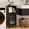 Bathroom Floor Cabinet with Adjustable Shelf and Glass Door