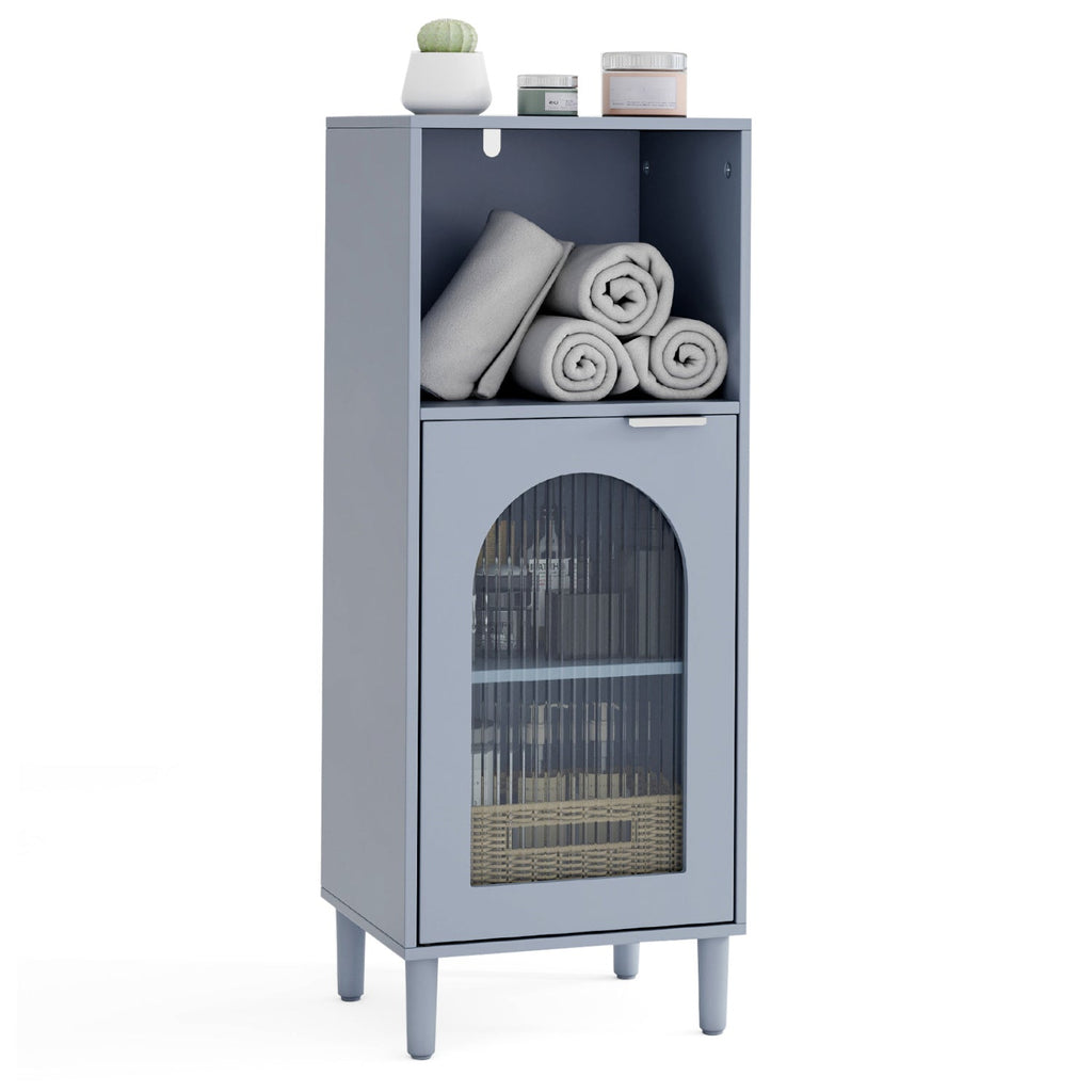 Bathroom Floor Cabinet with Adjustable Shelf and Glass Door