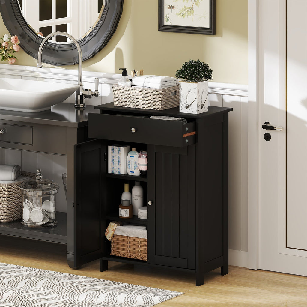 Bathroom Floor Cabinet Freestanding Storage Organizer with 2 Doors