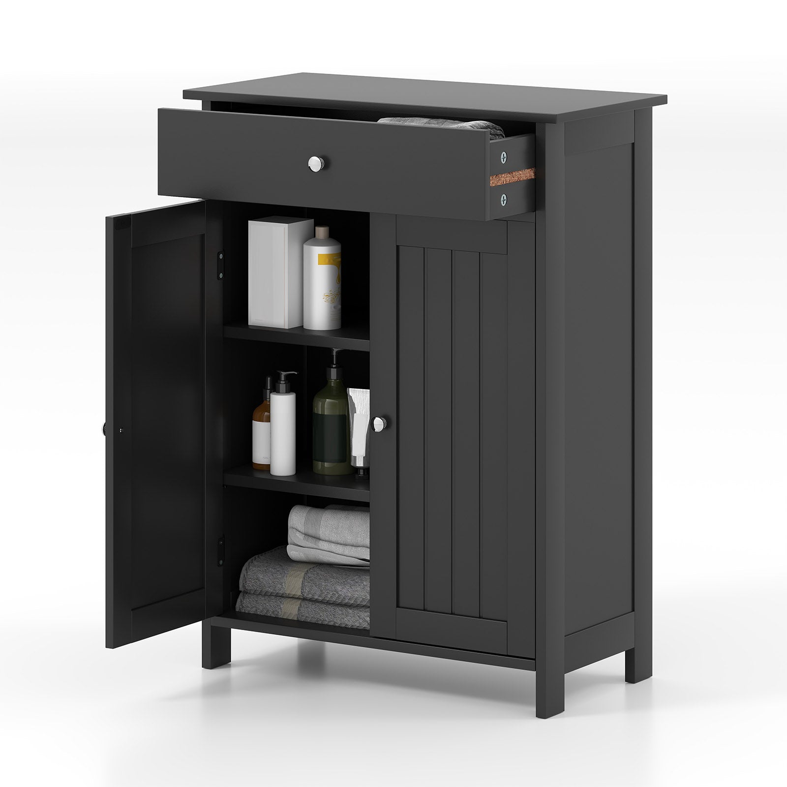 Bathroom Floor Cabinet Freestanding Storage Organizer with 2 Doors