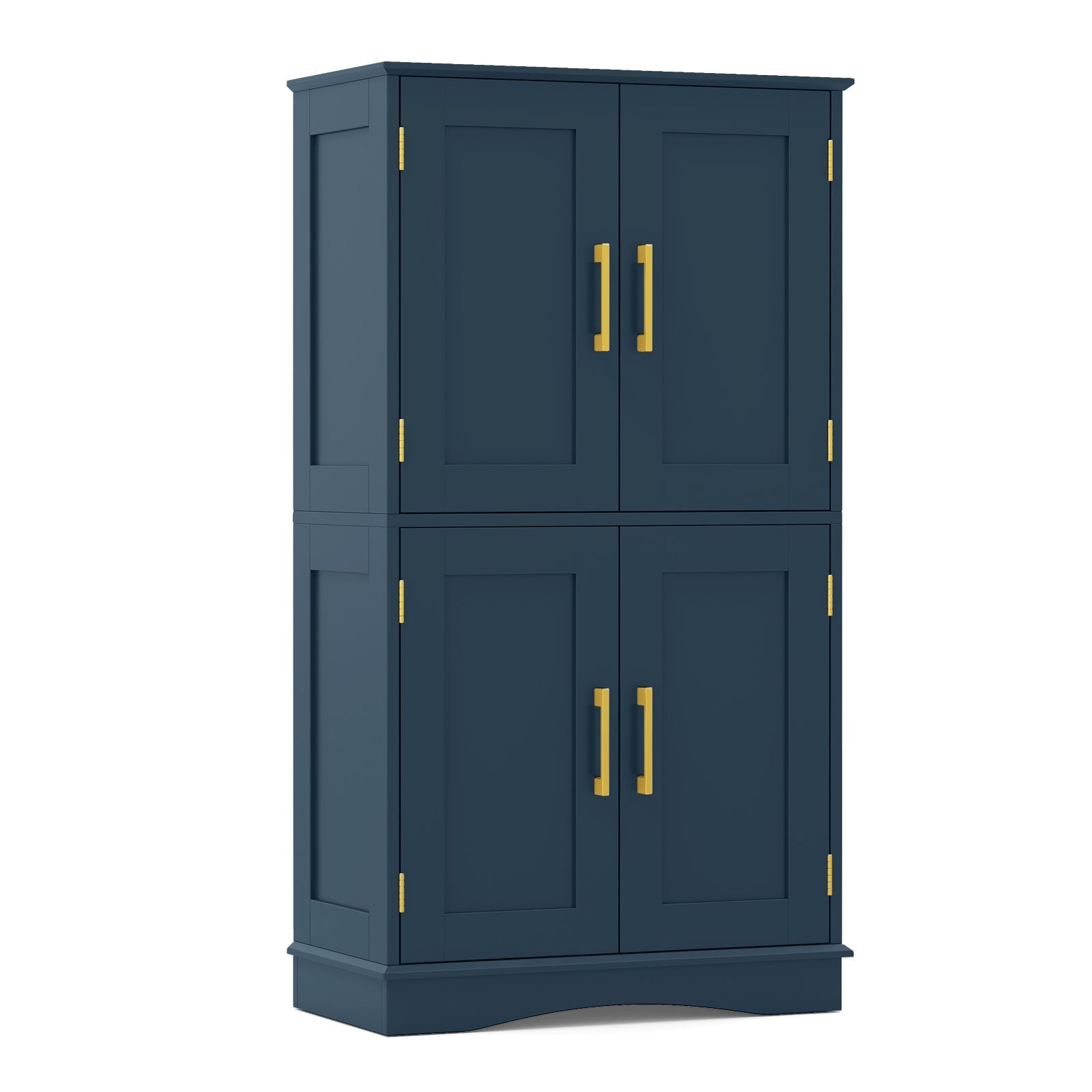 Bathroom Floor Storage Cabinet with 4 Doors and 2 Adjustable Shelves-Blue