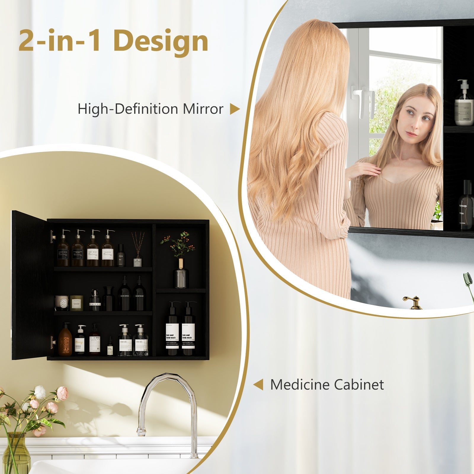 Bathroom Medicine Cabinet with Single Mirror Door