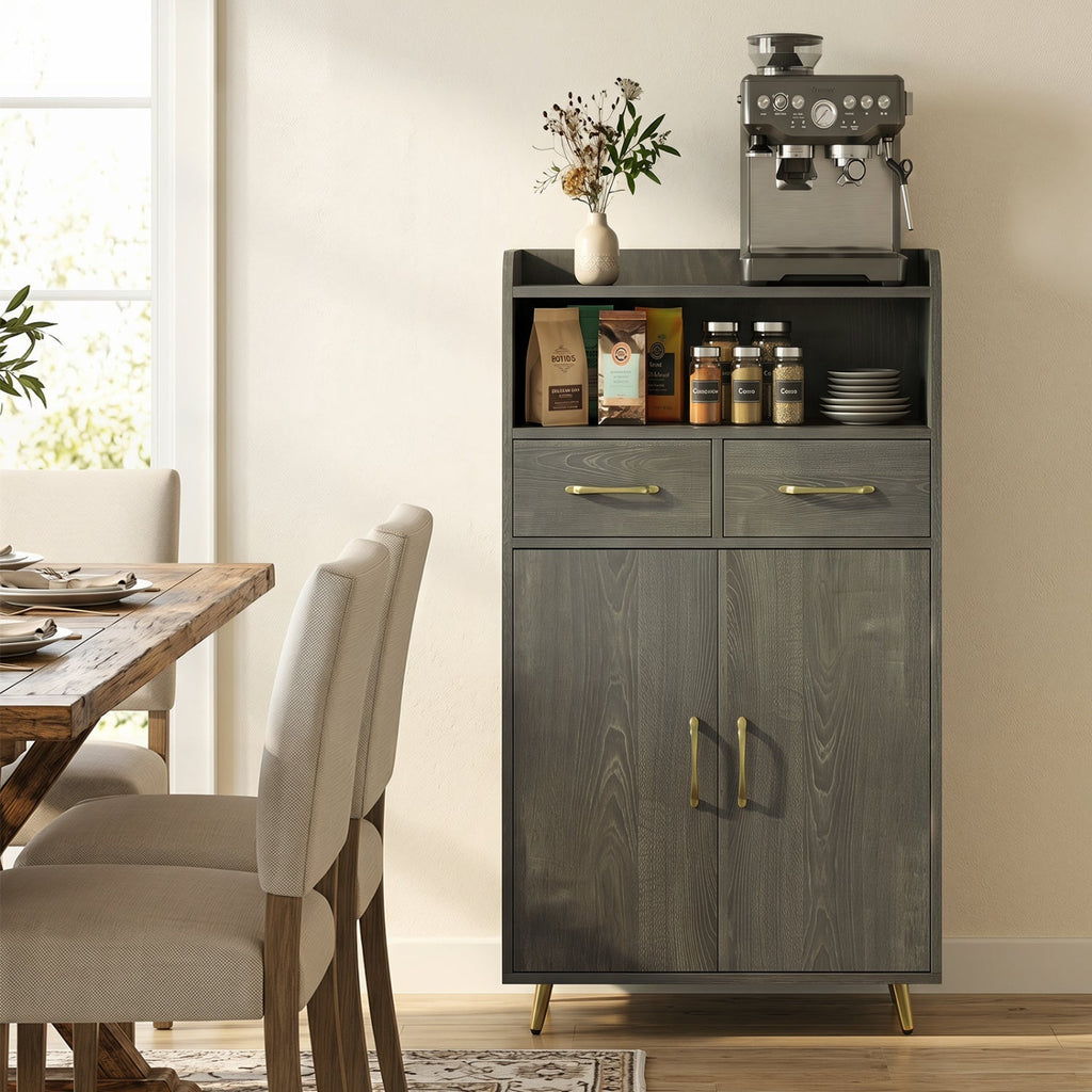 Freestanding Bathroom Storage Cabinet with 2 Drawers & Doors
