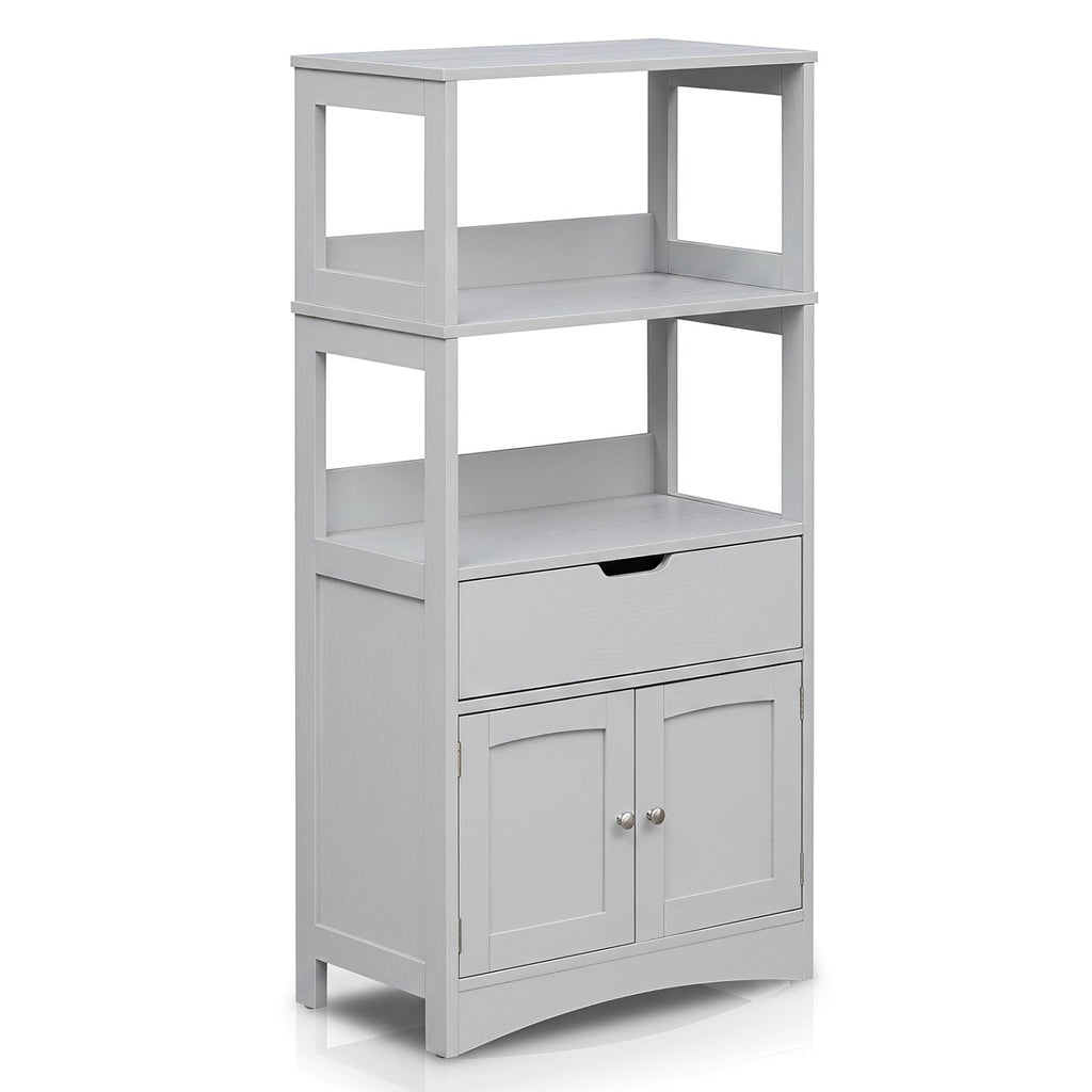 Bathroom Floor Cabinet with Open Shelves and Drawer
