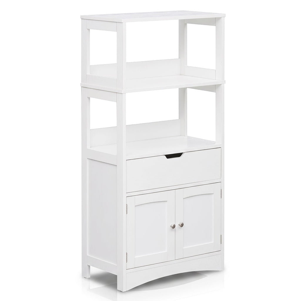 Bathroom Floor Cabinet with Open Shelves and Drawer