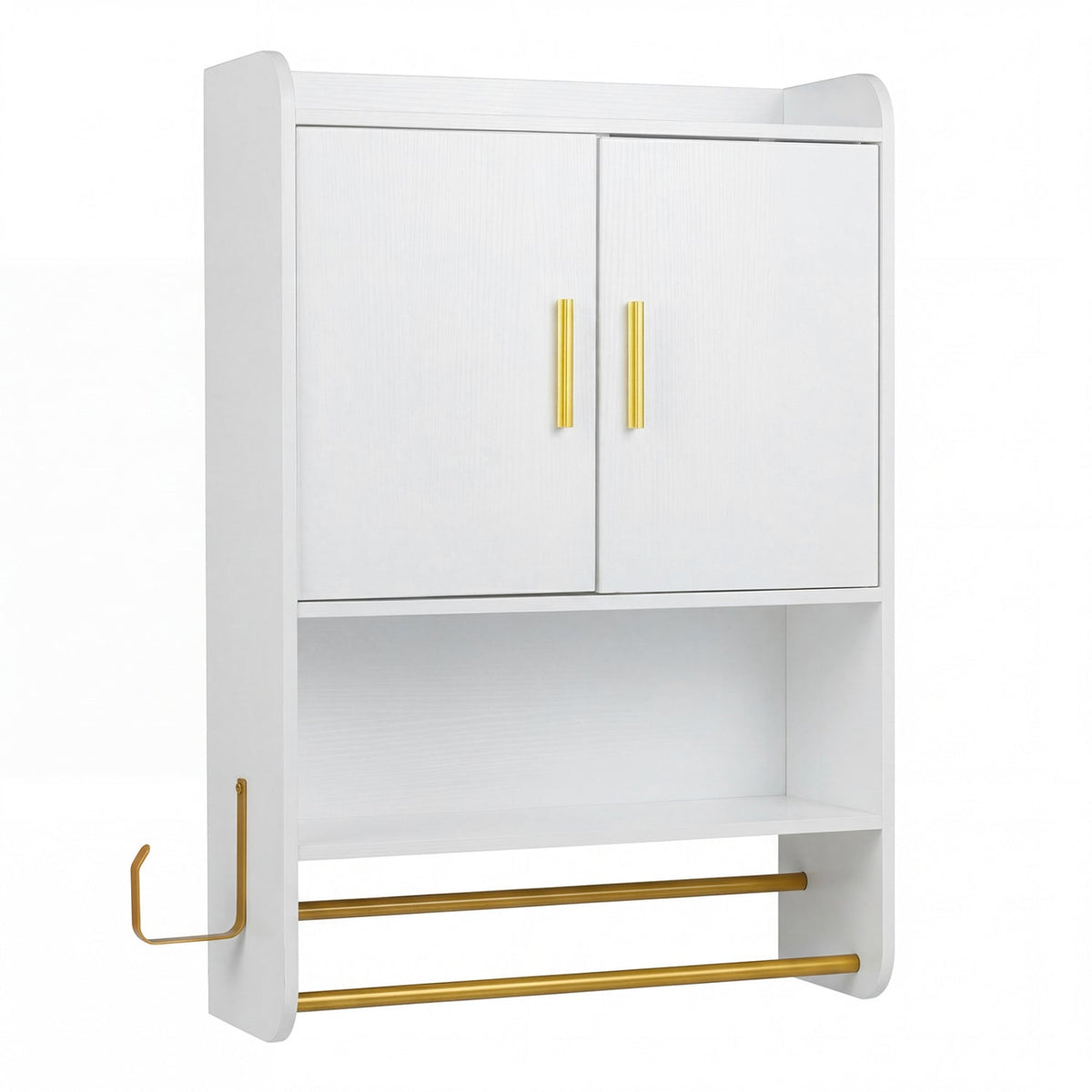 Wall Mounted Bathroom Cabinet with Towel Bars and Adjustable Shelf