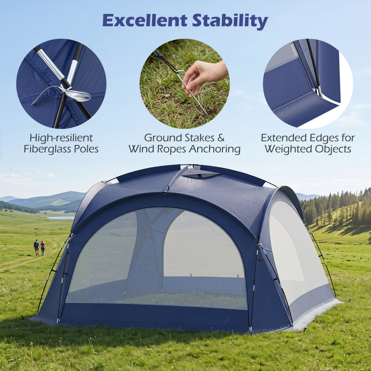 Large Beach Tent for 12-15 People with Removable Sidewalls