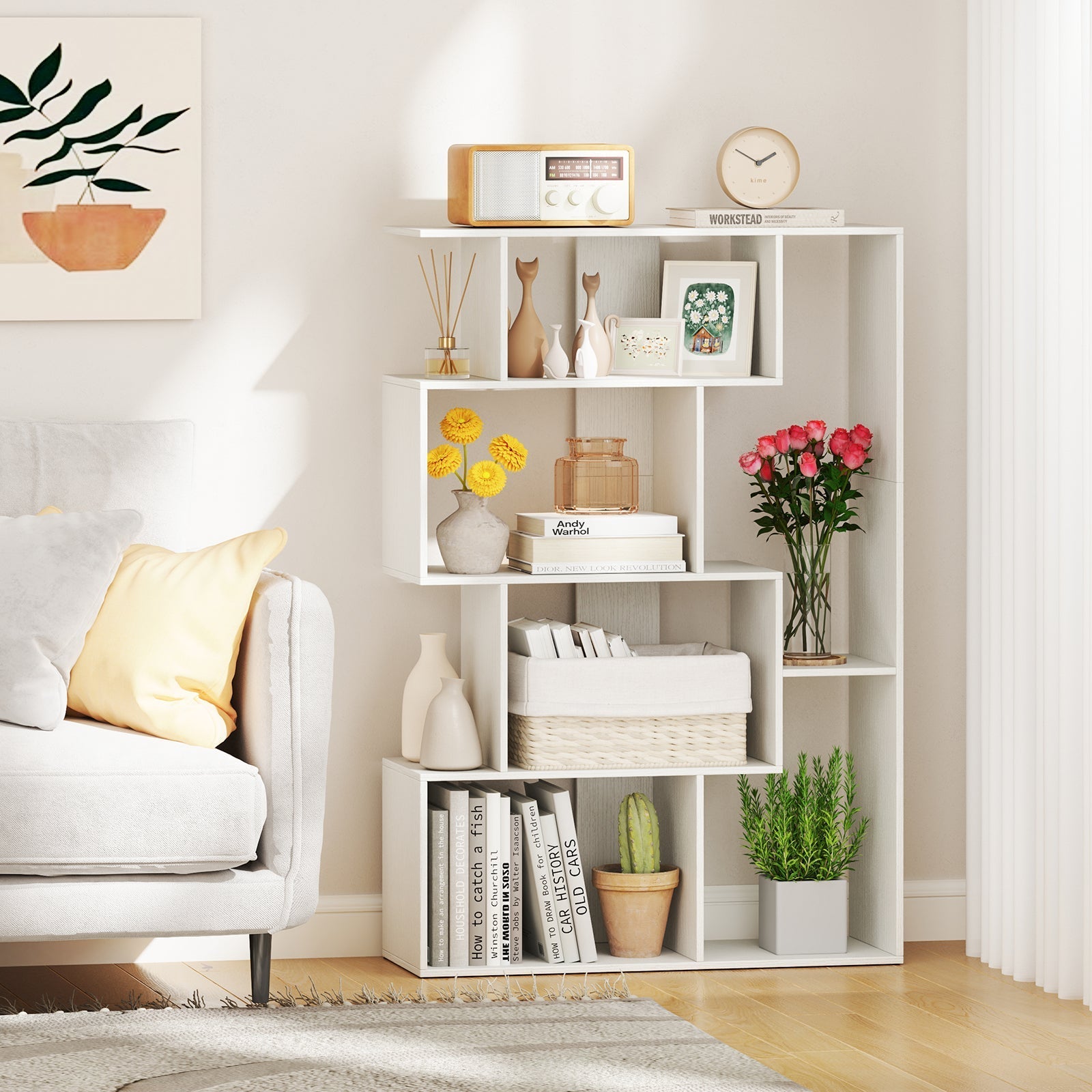 47 Inch 6-Cube Open-back Geometric Bookshelf for Bedroom Living Room