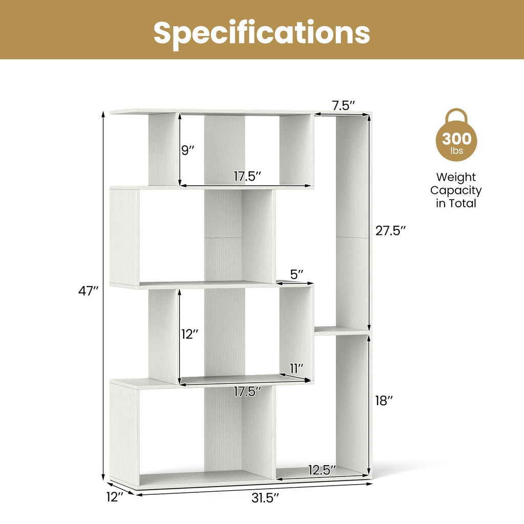 47 Inch 6-Cube Open-back Geometric Bookshelf for Bedroom Living Room